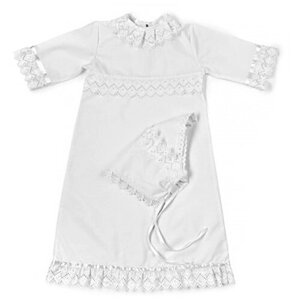 Крестильный комплект Осьминожка для девочек, платье и чепчик, размер 74-80, белый