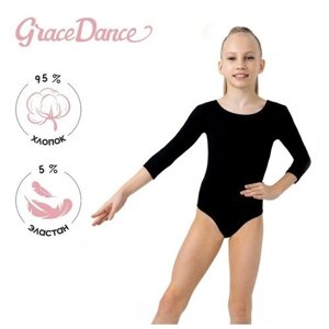 Купальник Grace Dance, размер Купальник гимнастический Grace Dance, с рукавом 3/4, р. 34, цвет чёрный, черный