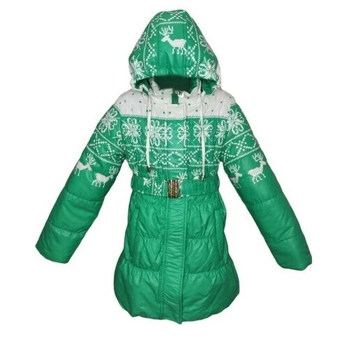 Куртка демисезонная, удлиненная, размер 128, зеленый