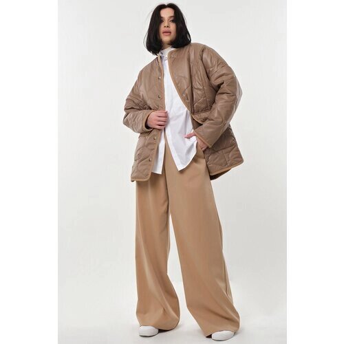 Куртка FLY демисезонная, средней длины, силуэт свободный, размер 44, коричневый