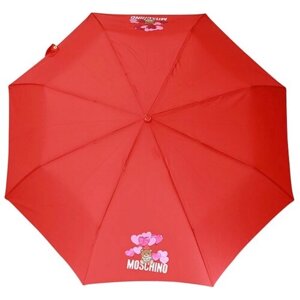 Мини-зонт MOSCHINO, автомат, купол 98 см., 8 спиц, для женщин, красный