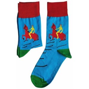 Мужские носки St. Friday, 1 пара, классические, фантазийные, на Новый год, размер 38-41, синий, красный