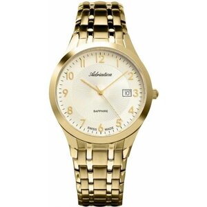 Наручные часы Adriatica Часы мужские Adriatica A1236.1121Q, золотой, белый