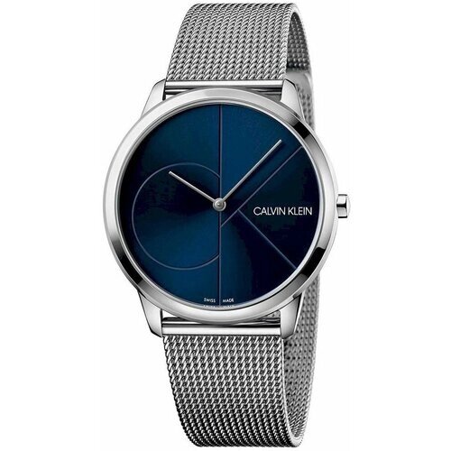 Наручные часы CALVIN KLEIN Minimal Швейцарские K3M2112N, серебряный, синий