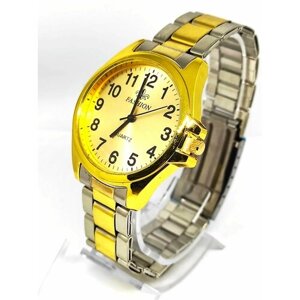 Наручные часы Часы наручные мужские кварцевые, желтый, серебряный