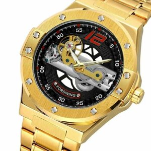 Наручные часы Forsining 2023 FORSINING роскошные часы автоматический водостойкий скелетон мужчины наручные часы, золотой