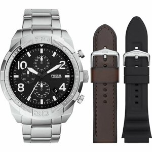 Наручные часы FOSSIL Часы мужские Fossil FS5968SET + 2 сменных ремешка, серебряный, черный