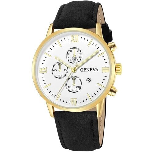 Наручные часы Geneva Кварцевые наручные водонепроницаемые мужские часы Geneva 28, белый, черный