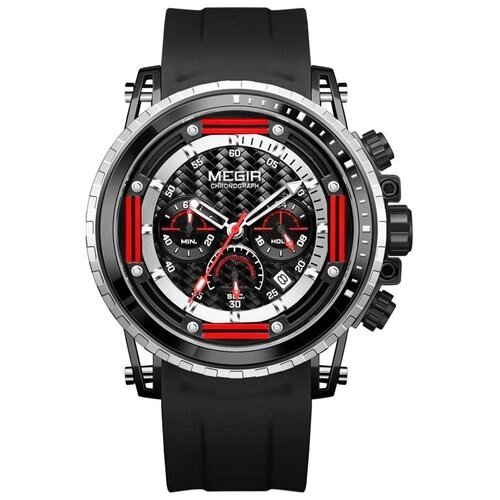 Наручные часы Megir Часы наручные мужские классические водонепроницаемые Megir 2143G B/B круглые с секундомером, черный