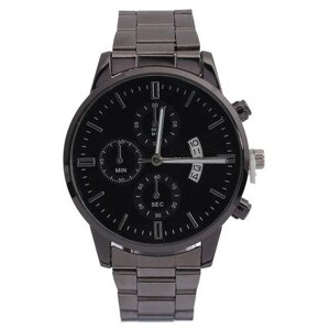 Наручные часы мужские d-3.8 см, чёрный, серебряный