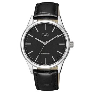 Наручные часы Q&Q Часы японские наручные мужские кварцевые на ремне Q&Q Q59AJ004Y, черный
