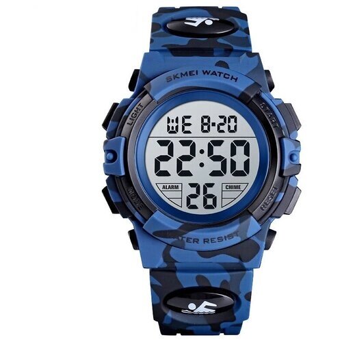 Наручные часы SKMEI 1548, детские, секундомер, подсветка, будильник Dark Blue Camouflage, синий, черный
