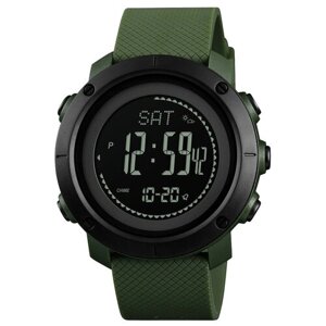 Наручные часы SKMEI Часы мужские с высотомером, барометром, шагомером, компасом SKMEI 1427 - Army Green, зеленый