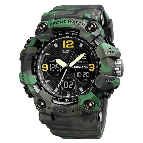 Наручные часы SKMEI Часы мужские SKMEI 1742 - Зеленый камуфляж, зеленый