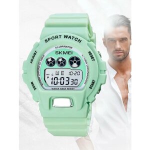 Наручные часы SKMEI Часы наручные электронные SKMEI 1775 спортивные, кварцевые, с таймером и подсветкой, салатовые, зеленый