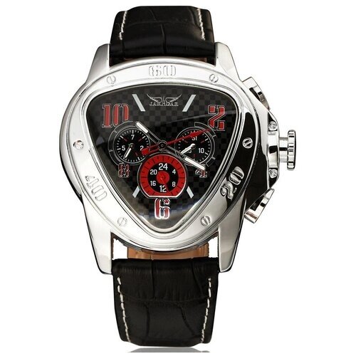 Наручные часы Стильные мужские наручные механические часы с автоподзаводом, красный, серебряный