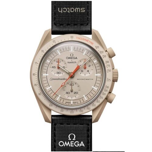 Наручные часы swatch Часы Omega x Swatch Mission to Jupiter MOONSWATCH ( SO33C100), оригинал, черный, бежевый