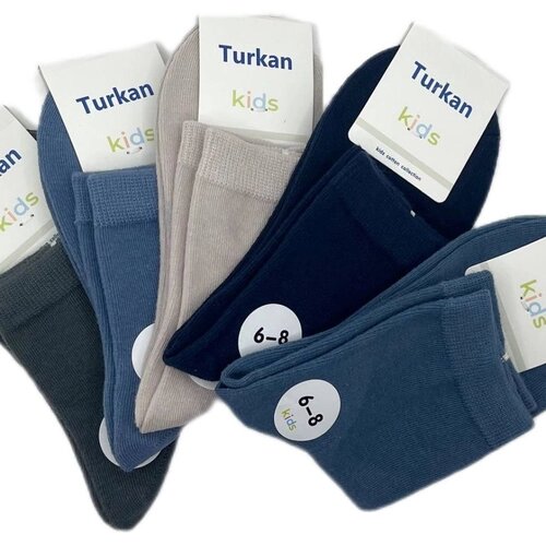 Носки Turkan детские, 5 пар, размер 6-8лет, серый, синий