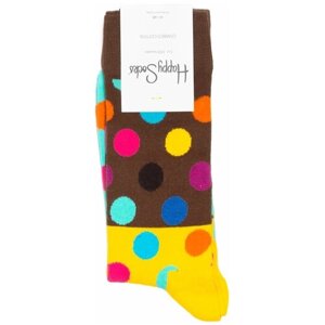 Носки унисекс Happy Socks, 1 пара, классические, фантазийные, на Новый год, размер 41-46, коричневый, желтый