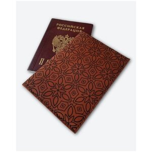Обложка для паспорта KAZA, натуральная кожа, подарочная упаковка, коричневый