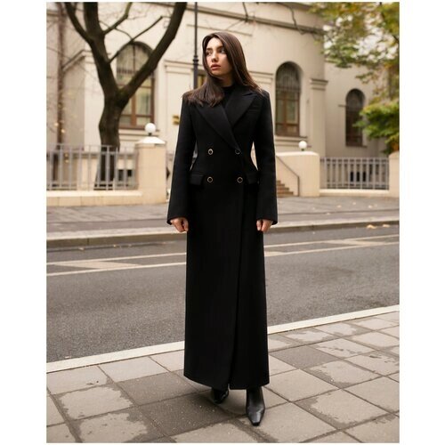 Пальто BUBLIKAIM, демисезон/зима, силуэт прилегающий, удлиненное, размер 40(XS), черный