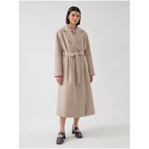 Пальто-халат Pompa демисезонное, шерсть, силуэт трапеция, удлиненное, размер 48/170, мультиколор