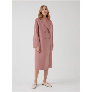 Пальто-кокон Pompa демисезонное, шерсть, силуэт прямой, средней длины, размер 50/170, розовый