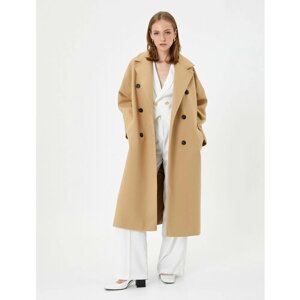 Пальто KOTON, размер 44, белый, коричневый