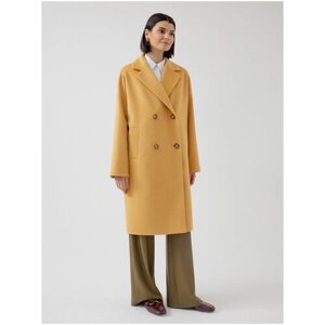 Пальто Pompa демисезонное, шерсть, силуэт прямой, средней длины, размер 48/170, желтый