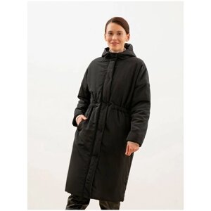 Пальто Pompa зимнее, силуэт прямой, удлиненное, размер 48, черный