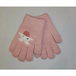 Перчатки, демисезон/зима, шерсть, размер 4-6 лет, розовый