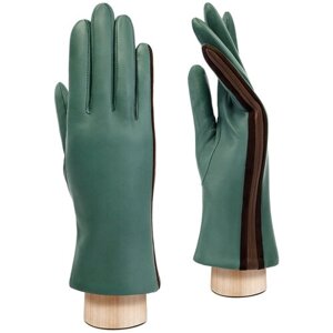 Перчатки ELEGANZZA зимние, натуральная кожа, подкладка, размер 7.5(M), зеленый