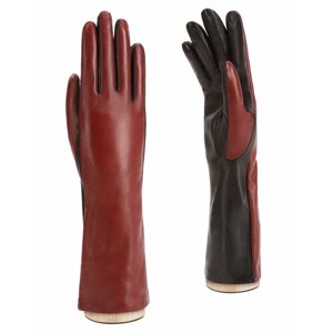 Перчатки ELEGANZZA зимние, натуральная кожа, подкладка, сенсорные, размер 7, черный, бордовый