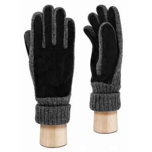 Перчатки Modo Gru зимние, натуральная замша, подкладка, размер M, серый, черный