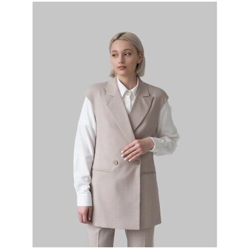 Пиджак LeNeS brand, размер 48, белый, бежевый
