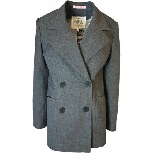 Пиджак VICTORIA TUO, удлиненный, оверсайз, размер 48, серый
