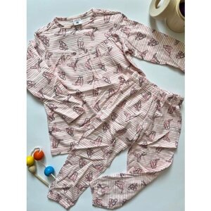 Пижама для девочки кофта и штаны розовая 92