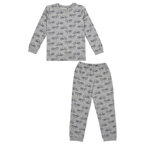 Пижама для мальчика трикотажная утепленная, комплект для дома / Белый слон 5419 р. 86/92
