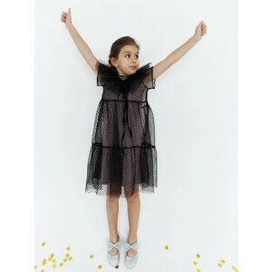 Платье Lemive, нарядное, в горошек, размер 26-92, черный