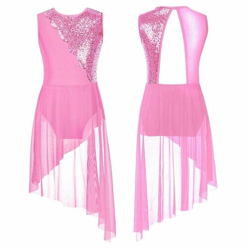 Платье танцевальное, размер 122-128, розовый