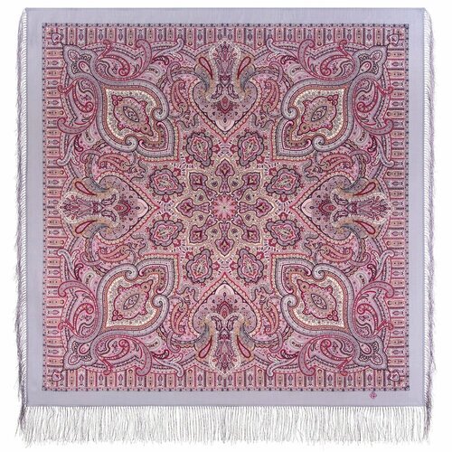 Платок Павловопосадская платочная мануфактура,125х125 см, розовый, фиолетовый