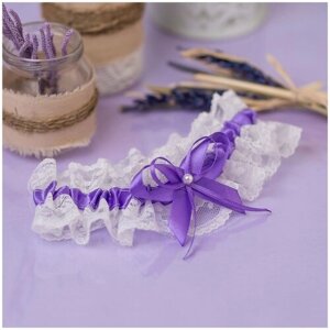 Подвязка Свадебная мечта, размер XXS, фиолетовый, белый