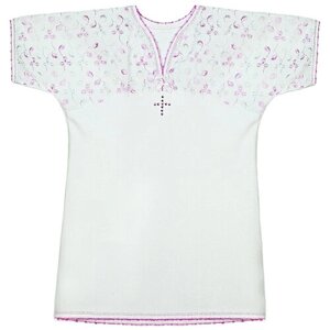 Рубашка крестильная Цвет белый/розовый Размер 92 Ткань интерлок