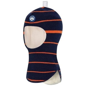 Шапка шлем teyno зимняя, шерсть, хлопок, подкладка, размер 2, синий, оранжевый