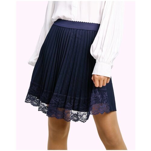 Школьная юбка-полусолнце miasin, плиссированная, с поясом на резинке, макси, размер 152, синий