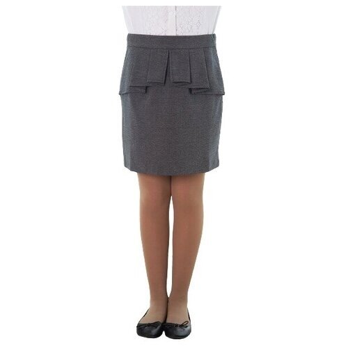 Школьная юбка-тюльпан 80 Lvl, с поясом на резинке, миди, размер 46 (164-170), серый