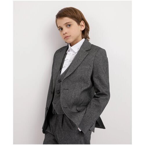 Школьный пиджак Gulliver, однобортный, размер 146, серый