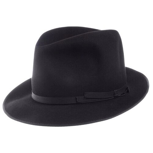 Шляпа федора Borsalino, подкладка, размер 57, черный