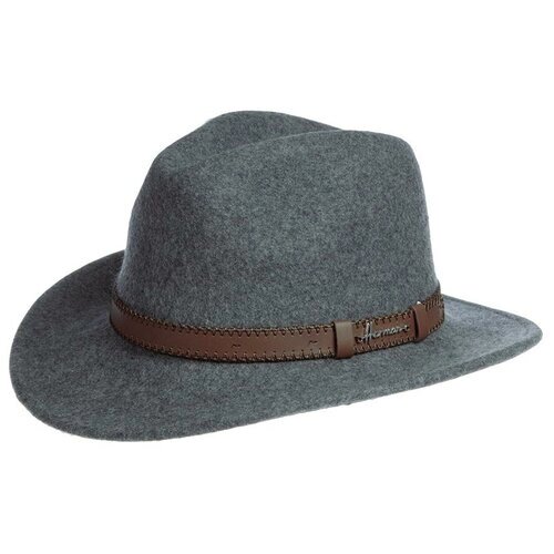 Шляпа федора Herman, шерсть, утепленная, размер 57, серый