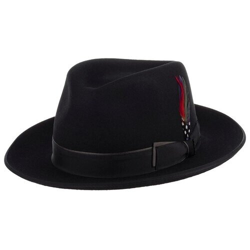 Шляпа федора STETSON, шерсть, хлопок, утепленная, размер 59, черный